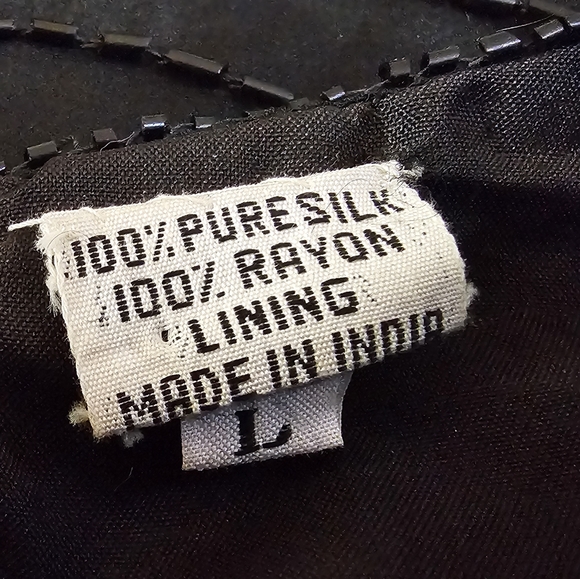 Vintage 80's Avalon 100% Silk Sequins Top Size L - Picture 4 of 9